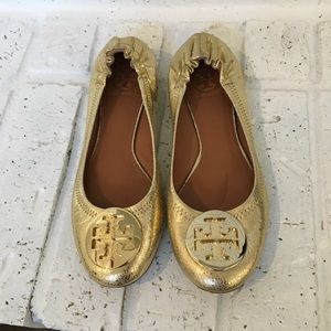 Tory Burch Gold Flats